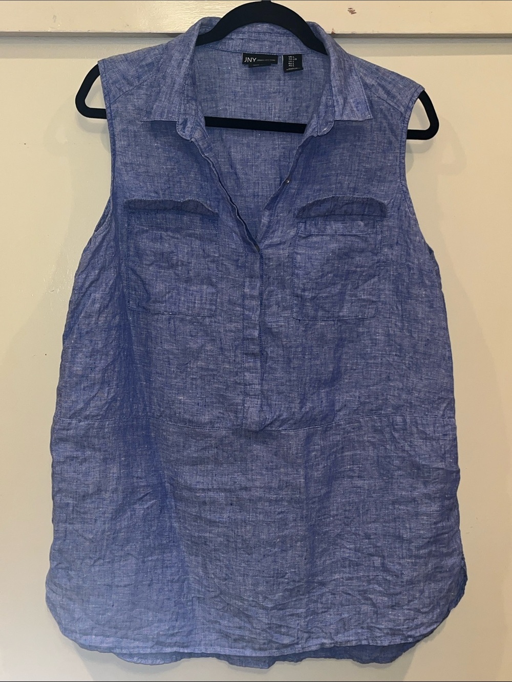 Jones New York Sleeveless Linen Tunic - Blue size Large